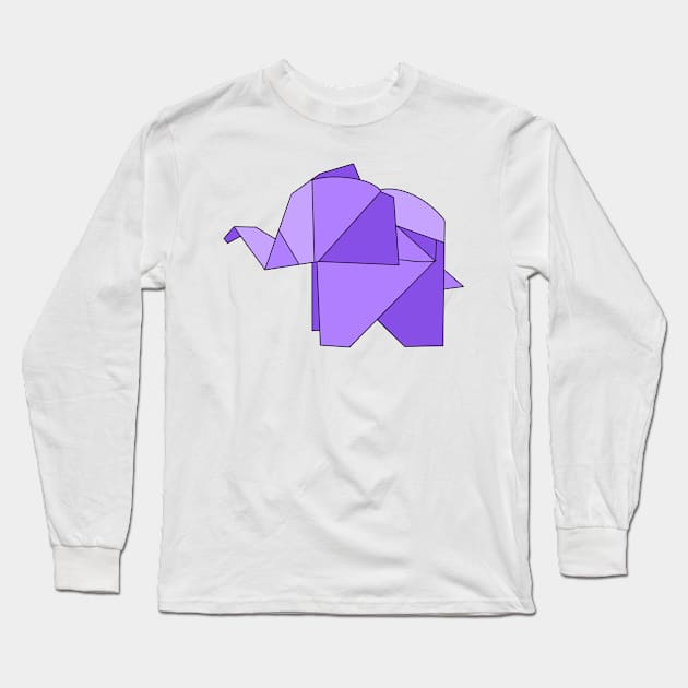 Purple origami elephant Long Sleeve T-Shirt by CalliesArt